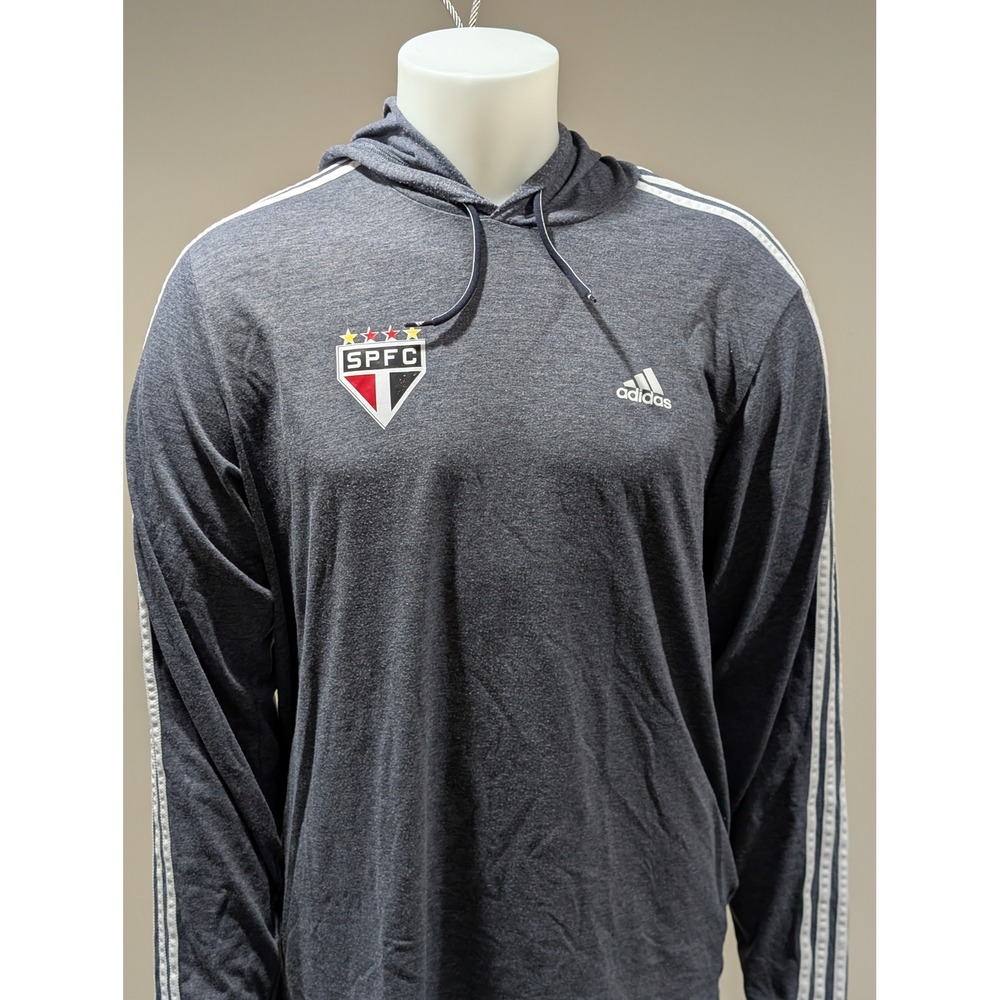 Adidas Sao Paulo FC SPFC Soccer Hoodie T-Shirt Mens Large Gray HN8849 Primegreen